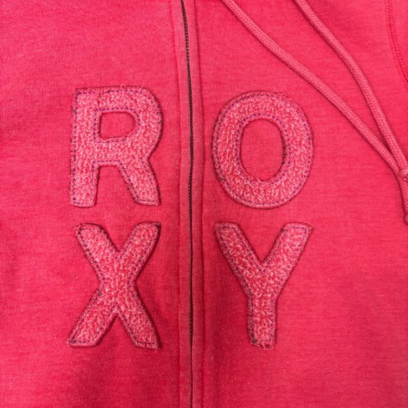 Roxy Zip Up Hoodie Medium Cotton Blend Waffle Knit Sweatshirt Pockets Casual Y2K - Picture 13 of 16